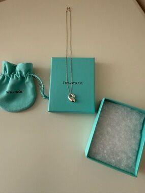 Tiffany & Co. .925 Silver Elsa Peretti Double Teardrop Necklace